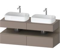 Lavabo consola Collection One de Duravit, 2 extraíbles, 2 cajones, 2 escotaduras, 1400x550x600mm, nicho roble terra, QA4767035430010, Color: Basalto Mate/con iluminaciÃ³n de nicho