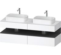 Lavabo consola Collection One de Duravit, 2 extraíbles, 2 cajones, 2 escotaduras, 1600x550x600mm, hornacina grafito mate, QA4779049180010, Color: Blanco mate/con iluminaciÃ³n de nicho