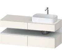 Lavabo consola Collection One de Duravit, 2 extraíbles, 2 cajones, recortable derecha, 1400x550x600mm, nicho blanco mate, QA4766018840000, Color: Supermatt blanco