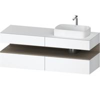 Lavabo consola Collection One de Duravit, 2 extraíbles, 2 cajones, recortable derecha, 1600x550x600mm, nicho roble terra, QA4778035180010, Color: Blanco mate/con iluminaciÃ³n de nicho
