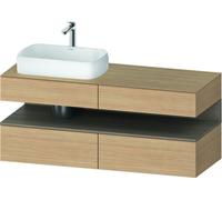 Lavabo consola Collection One de Duravit, 2 extraíbles, 2 cajones, recortable izquierda, 1400x550x600mm, nicho roble terra, QA4765035300010, Color: Roble natural/con iluminaciÃ³n de nicho
