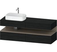Lavabo consola Collection One de Duravit, 2 extraíbles, 2 cajones, recortable izquierda, 1600x550x600mm, nicho roble terra, QA4777035160010, Color: Roble negro/con iluminaciÃ³n de nicho