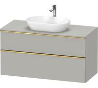 Lavabo consola Duravit D-Neo, suspendido, 1200x664x550mm, 1 extraíble, 1 cajón, con tirador de oro pulido, DE4969034070000, Color: DecoraciÃ³n gris hormigÃ³n mate