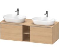 Lavabo consola Duravit D-Neo, suspendido (recortable en ambos lados), 1400x459x550mm, 2 extraíbles, 2 compartimentos abiertos, con tirador de acero inoxidable cepillado, DE4950B70300000, Color: Decora
