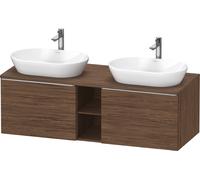 Lavabo consola Duravit D-Neo, suspendido (recortable en ambos lados), 1400x459x550mm, 2 extraíbles, 2 compartimentos abiertos, con tirador de acero inoxidable cepillado, DE4950B70210000, Color: Decora