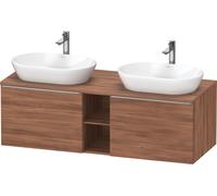 Lavabo consola Duravit D-Neo, suspendido (recortable en ambos lados), 1400x459x550mm, 2 extraíbles, 2 compartimentos abiertos, con tirador de acero inoxidable cepillado, DE4950B70790000, Color: Decora