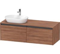 Lavabo consola Duravit Ketho.2, suspendido, corte de lavabo izquierda, 1400x459x550mm, 2 extraíbles, K24888L79790000, Color: Nogal natural decorado