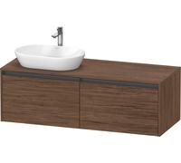 Lavabo consola Duravit Ketho.2, suspendido, corte de lavabo izquierda, 1400x459x550mm, 2 extraíbles, K24888L21210000, Color: DecoraciÃ³n en nogal oscuro