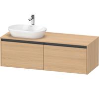 Lavabo consola Duravit Ketho.2, suspendido, corte de lavabo izquierda, 1400x459x550mm, 2 extraíbles, K24888L30300000, Color: Decoración roble natural