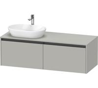 Lavabo consola Duravit Ketho.2, suspendido, corte de lavabo izquierda, 1400x459x550mm, 2 extraíbles, K24888L07070000, Color: DecoraciÃ³n gris hormigÃ³n mate
