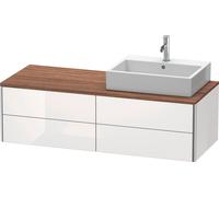 Lavabo consola Duravit XSquare, suspendido, 4 cajones, lavabo a la derecha, 1400x400x548mm, XS4913R8585, Color: Laca blanca de alto brillo