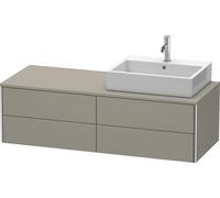Lavabo consola Duravit XSquare, suspendido, 4 cajones, lavabo a la derecha, 1400x400x548mm, XS4913R9292, Color: Gris piedra Seda Barniz mate