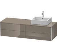 Lavabo consola Duravit XSquare, suspendido, 4 cajones, lavabo a la derecha, 1600x400x548mm, XS4914R8989, Color: Laca de color gris franela de alto brillo