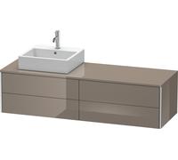 Lavabo consola Duravit XSquare, suspendido, 4 cajones, lavabo a la izquierda, 1600x400x548mm, XS4914L8989, Color: Laca de color gris franela de alto brillo