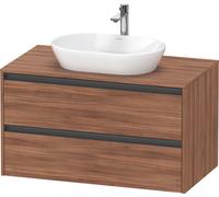 Lavabo consola Ketho.2 de Duravit, suspendido, 1000x568x550mm, 2 cajones, K24896079790000, Color: Nogal natural decorado