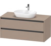 Lavabo consola Ketho.2 de Duravit, suspendido, 1200x568x550mm, 2 cajones, K24897075750000, Color: Lino mate decorativo