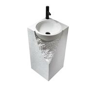 Lavabo Creativo de Piedra de Cuarzo, de una Sola Pieza, para Exterior, Patio, balcón, Columna, con Grifo y desagüe (Color: D) (Talla única)