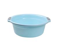 Lavabo de 13 pulgadas con doble asa de plástico PP resistente con orificio para colgar, color azul claro, para ropa, frutas, pies faciales
