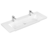 Lavabo de armario Subway 3.0 de Villeroy & Boch, 2 agujeros para grifo, sin rebosadero, sin pulir, 1300x475mm, 4A70D1R1, Color: Cerámica Blanca
