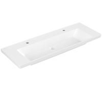 Lavabo de armario Subway 3.0 de Villeroy & Boch, 2 agujeros para grifo, sin rebosadero, sin pulir, 1300x475mm, 4A70D1RW, Color: Blanco Piedra CerámicaPlus