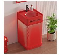 Lavabo de baño con lavabo, armario de estilo industrial con luz LED, incluye grifo y desagüe, sin espejo