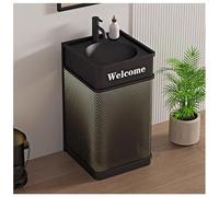 Lavabo de baño con lavabo, armario de estilo industrial con luz LED, incluye grifo y desagüe, sin espejo