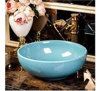 Lavabo de baño de cerámica sobre el mostrador, cuenco para lavar a mano, 410 x 150 mm, sin grifo