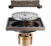 Lavabo de baño, Desagüe de ducha cuadrado de 4 pulgadas, Desagüe de piso de latón, Desagüe de piso de ducha de bronce antiguo(B)