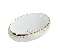 Lavabo de baño Fregadero ovalado de 24.0 x 16. in, fregaderos baño sobre encimera, fregadero blanco, cerámica for recipientes, cuencos ovalados for Encimera