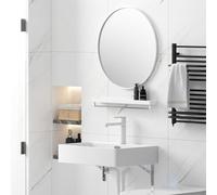 Lavabo de baño montado en la pared con grifo, lavabo compacto para espacios pequeños, tocador flotante para balcón, cerámica blanca (45 x 28 x 11 cm)