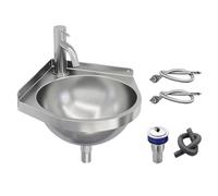 Lavabo de baño pequeño de acero inoxidable, cuenco de lavado triangular | Lavabo triangular de montaje en pared para entrada, lavadero, jardín, terraza, baño, cocina, apartamento