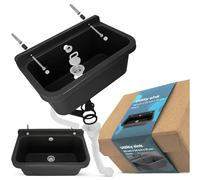 Lavabo de Cámara Fregadero Industrial Profunda Lavadero Exterior Comercial Lavamanos Jardín Garaje Lavandería Baños Fábrica 55 x 34 x 21 cm Negro