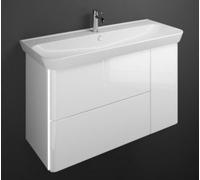 Lavabo de cerámica burgbad Iveo incl. unidad de vanidad, incl. iluminación de la unidad de vanidad LED, versión derecha, ancho: 1200mm, SFFR120RF2833G0169, Color: Blanco Alto Brillo / Blanco Melamina