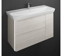 Lavabo de cerámica burgbad Iveo incl. unidad de vanidad, incl. iluminación de la unidad de vanidad LED, versión derecha, ancho: 1200mm, SFFR120RF2835G0169, Color: Roble Decor Merino / Roble Decor Meri