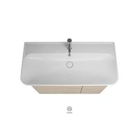 Lavabo de cerámica burgbad Iveo incl. unidad de vanidad SFEZ100, versión derecha, ancho: 1000mm, SFEZ100RF2747G0161, Color: Roble Decoración Cachemira / Roble Decoración Cachemira, empuñadura vertical