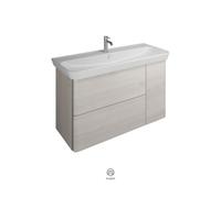 Lavabo de cerámica burgbad Iveo incl. unidad de vanidad SFEZ120, versión derecha, ancho: 1200mm, SFEZ120RF2835G0162, Color: Roble Merino / Roble Merino, tirador vertical gris oscuro G0162