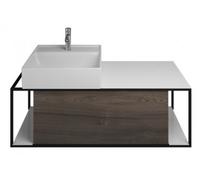 Lavabo de cerámica burgbad Junit con mueble bajo lavabo SFKE120, versión izquierda, anchura: 1200mm, SFKE120LF3152G0175, Color: Trufa Castaño Decoración Trufa / Trufa Decoración Castaño
