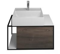 Lavabo de cerámica burgbad Junit incl. mueble lavabo SFKE076, versión izquierda, ancho: 765mm, SFKE076LF3152G0175, Color: Trufa Castaño Decoración Trufa / Trufa Decoración Castaño