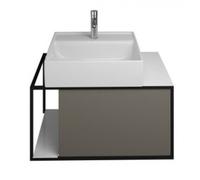 Lavabo de cerámica burgbad Junit incl. unidad de vanidad SFKE076, versión derecha, anchura: 765mm, SFKE076RF3149G0175, Color: Gris Alto Brillo / Gris Brillante