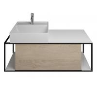 Lavabo de cerámica burgbad Junit incl. unidad de vanidad SFKE120, versión derecha, anchura: 1200mm, SFKE120RF3150G0175, Color: Roble Decoración Cachemira / Roble Decoración Cachemira