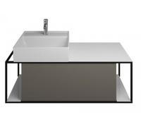 Lavabo de cerámica burgbad Junit incl. unidad de vanidad SFKE120, versión derecha, anchura: 1200mm, SFKE120RF3149G0175, Color: Gris Alto Brillo / Gris Brillante