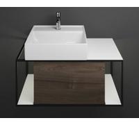 Lavabo de cerámica burgbad Junit incl. unidad de vanidad SFKQ090, incl. iluminación LED para el lavabo, versión derecha, anchura: 900mm, SFKQ090RF3152G0175, Color: Trufa Castaño Decoración Trufa / Tru