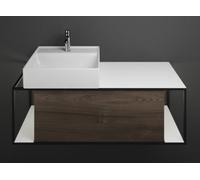 Lavabo de cerámica burgbad Junit incl. unidad de vanidad SFKQ120, incl. iluminación LED del lavabo, versión derecha, anchura: 1200mm, SFKQ120RF3152G0175, Color: Trufa Castaño Decoración Trufa / Trufa