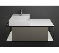 Lavabo de cerámica burgbad Junit incl. unidad de vanidad SFKQ120, incl. iluminación LED del lavabo, versión derecha, anchura: 1200mm, SFKQ120RF3149G0175, Color: Gris Alto Brillo / Gris Brillante