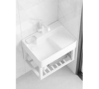 Lavabo de cerámica para cocina/baño, con grifo y soporte de acero inoxidable, apto para lavadero, comedor, aseo y uso doméstico. Disponible en un solo color. Medidas: 51 ，One Color Right51*40cm