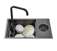 Lavabo de cocina que ahorra espacio para cuartos de baño de apartamentos empresas Fregadero de cocina de parche fregadero pequeño oculto invisible incorporado (fregadero + faucet A, 58 x 26 x 22 cm)