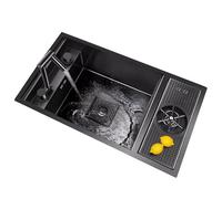 Lavabo de cocina que ahorra espacio para cuartos de baño de apartamentos empresas Fregadero de cocina de parche fregadero pequeño oculto invisible incorporado (fregadero + faucet D, 58 x 26 x 22 cm)