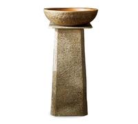 Lavabo de Columna Retro de Tres Piezas, para Exteriores, jardín, Patio, de cerámica, de pie, Tallado a Mano (A) (Talla única)