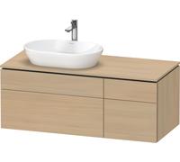 Lavabo de consola Duravit L-Cube, suspendido, incluye placa de consola, 4 extraíbles, lavabo a la izquierda, 1220x482x550mm, LC4876071710000, Color: Roble mediterráneo Chapa de madera auténtica