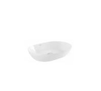 Lavabo de diseño ovalado de porcelana 60x42 cm color blanco Sanlife de Unisan - Con sifón y válvula redonda